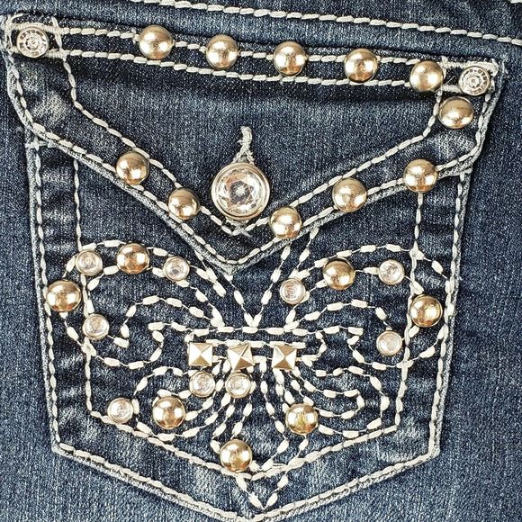 Earl Jean Crop Capri Jeans Cuffed Size 4 Bling - Picture 9 of 9